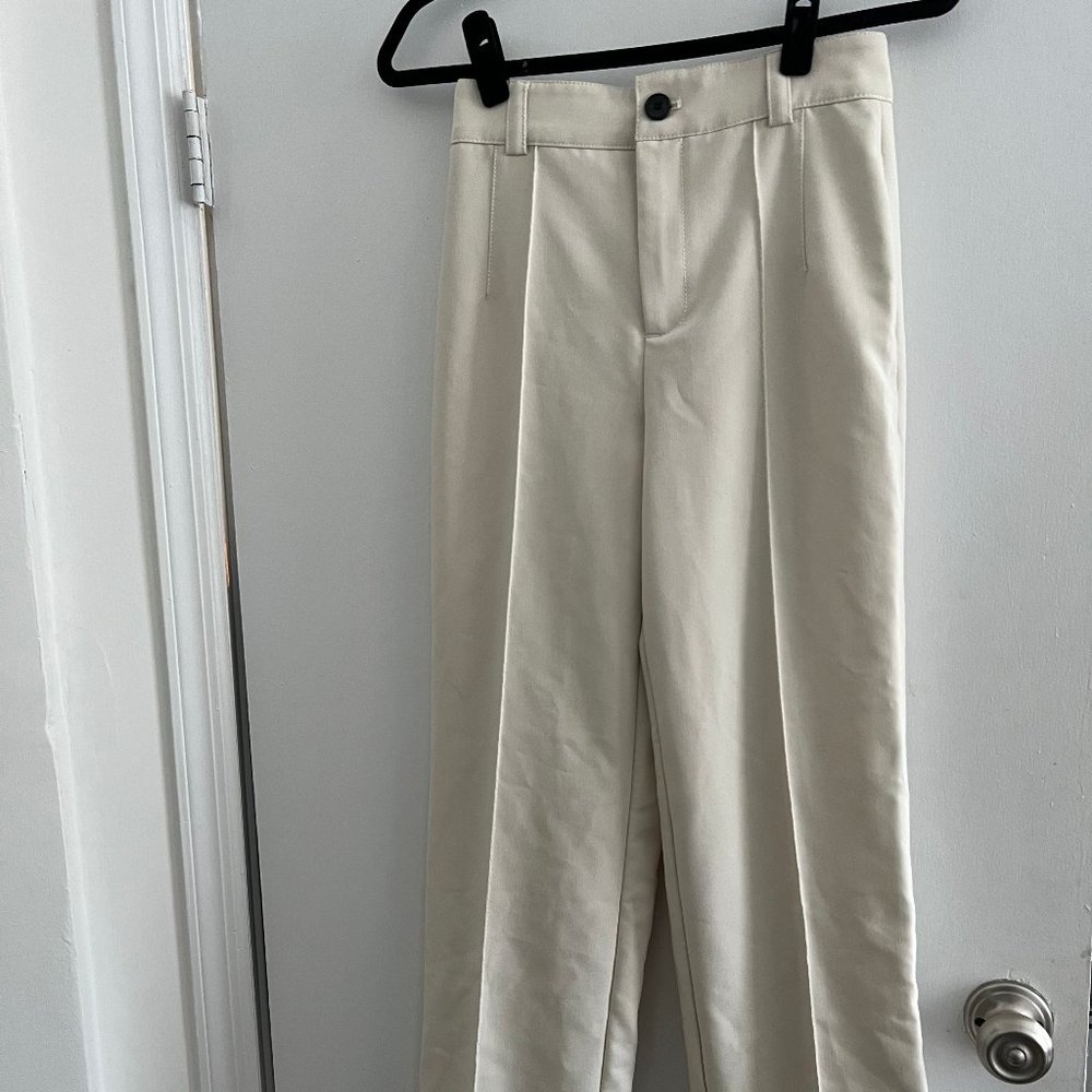 Zara - Cream wide-leg slacks